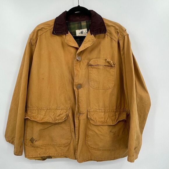 Black Sheep Duck Hunting Yellow Corduroy Collar Button Bomber Jacket  Size Large - Picture 1 of 8